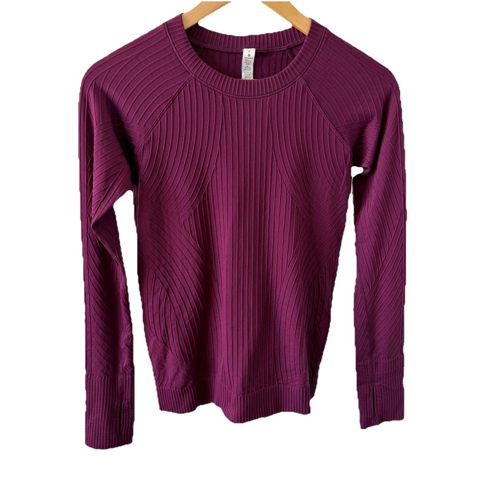 Lululemon Shirt Magenta Pink Purple Size 6 Long Sleeve Athletic Rest Less